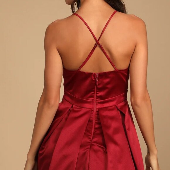 Lulu's Be With You Wine Red Skater Dress - Picture 2 of 2